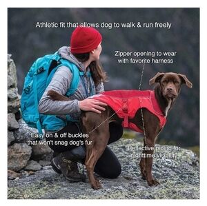 Kurgo North Country Dog Coat, Waterproof and Windproof  Reflective Red S or M